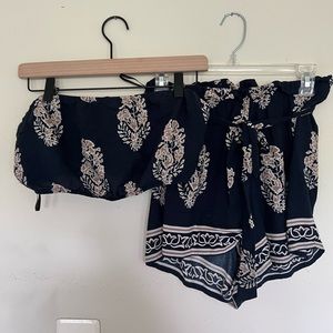 Two Piece Set (bandeau top and high waisted shorts).